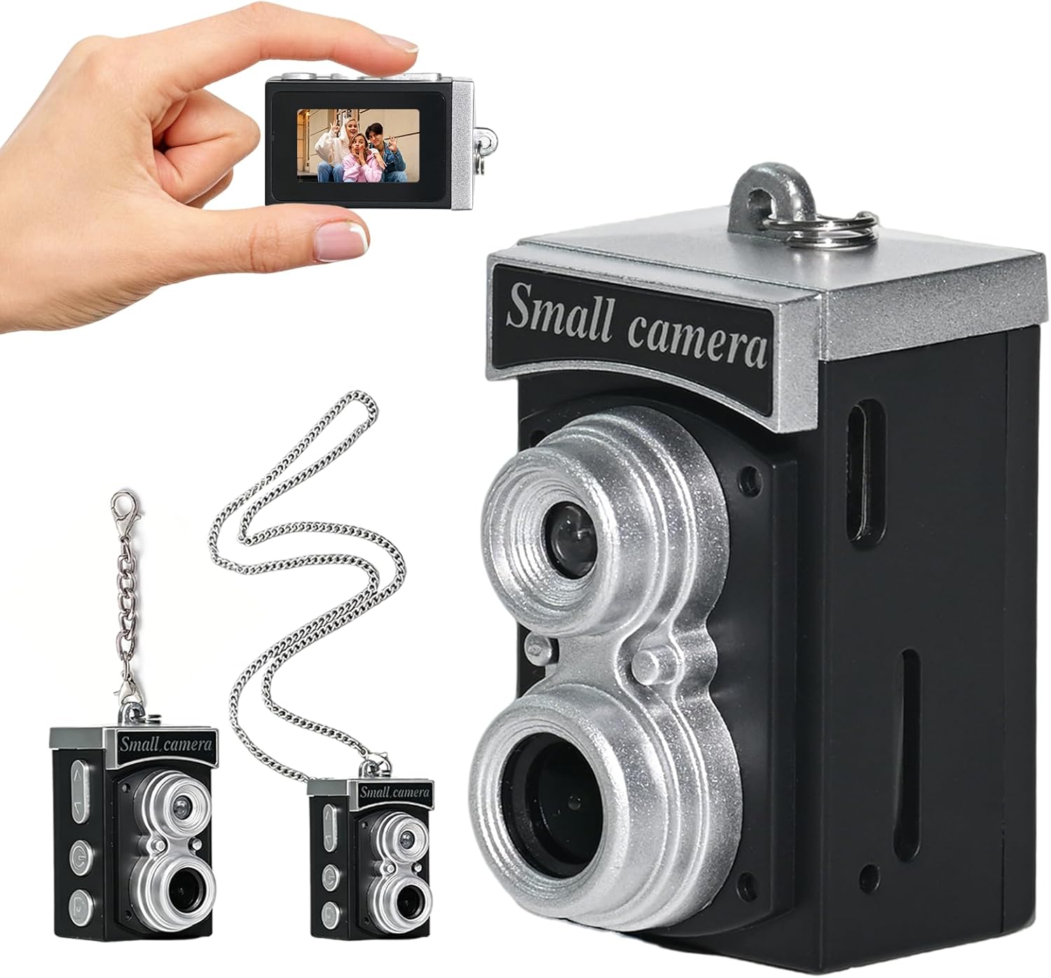 Mini Vintage Keychain Digital Camera - Pocket-Size Mini Camera with 1.14" HD Display, Ultra-Portable Tiny Camera for Travel, Party and Vlog, with 64GB Card