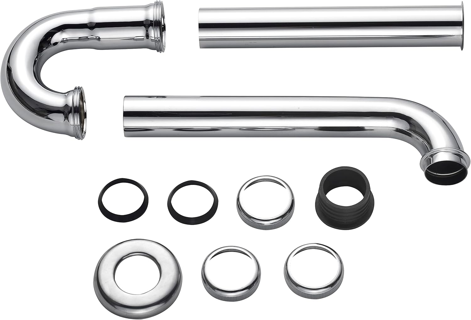 Chrome Brass Adjustable Height Bathroom Sink P-Trap Kit