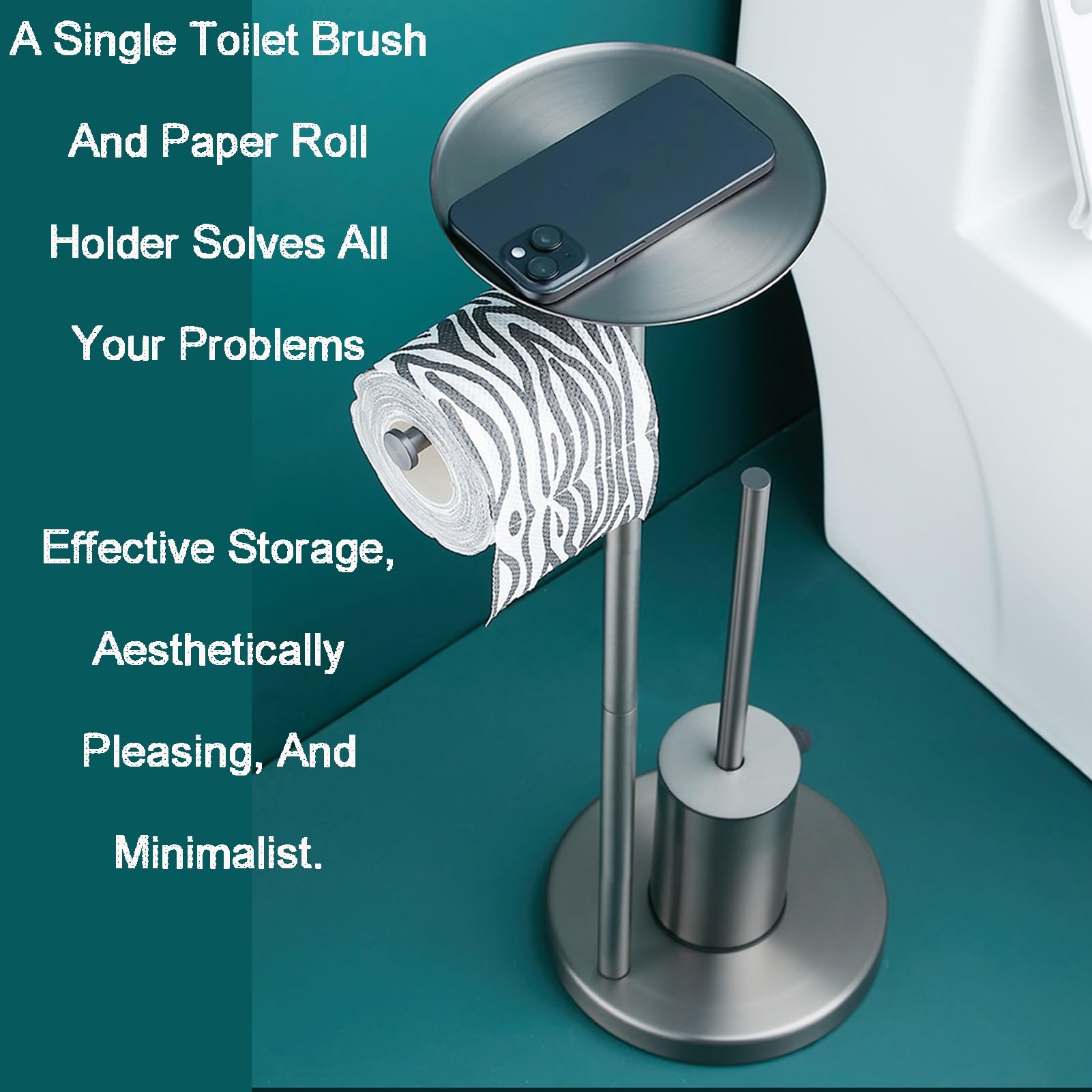 Inovia Flex - Juego de escobilla para inodoro, antibacteriano, suave, antideslizante, antigoteo, secado rápido, sin olor, diseño ventilado para un baño impecable (blanco)
