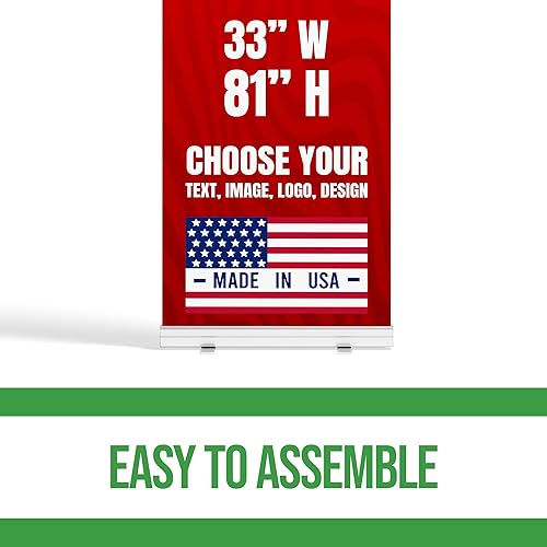 Miniatura 5 de BCB Print - Pancarta retráctil personalizada con soporte (33 x 81 pulgadas) Cartel enrollable personalizado para publicidad y ferias comerciales