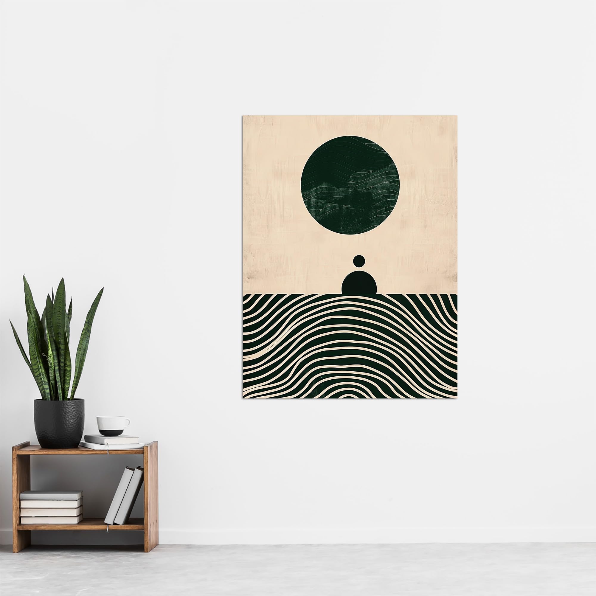 Artery8 Tranquil Green Sea Abstract Calm Bauhaus Design For Living Room Extra Large XL Wall Art Poster Print - Image 4