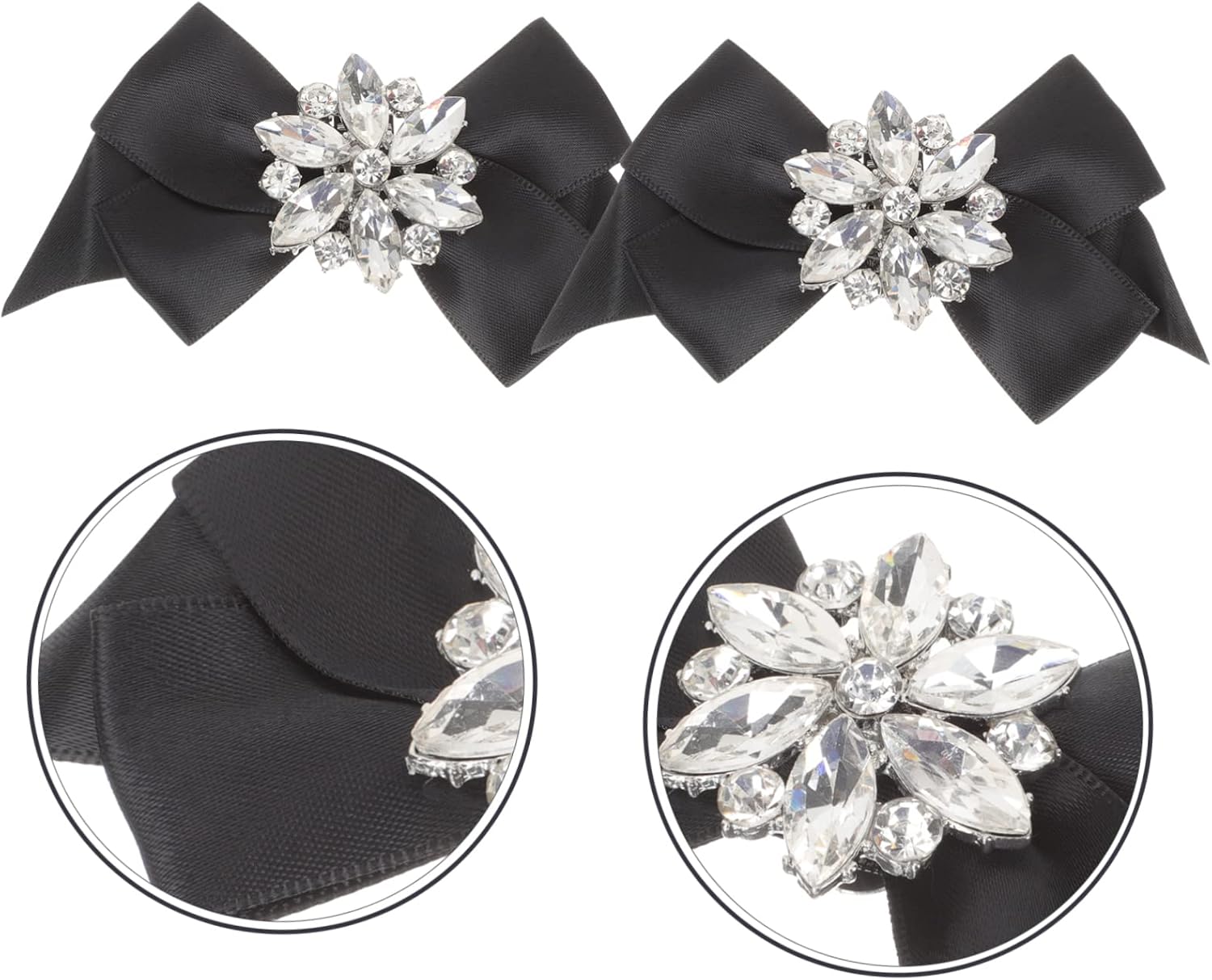 NOLITOY Bow Shoe Buckle Rhinestone Shoe Buckles Accessories Heel Decoration Rhinestone Bow Shoe Clip Clips