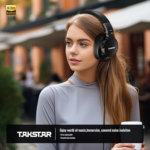 Miniatura 2 de TAKSTAR Auriculares de estudio con cable, HD2000 - Auriculares profesionales para monitor con controlador de neodimio de 1.969 in, auriculares