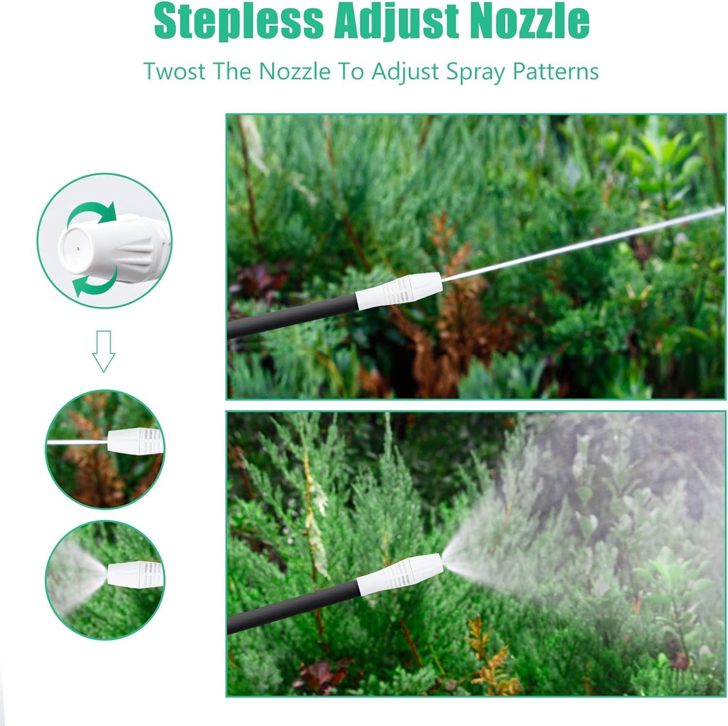 Battery Powered Sprayer 0.5 Gallon/2L Garden Sprayer with Upgraded USB Rechargeable Automatic Plant Mister Electric Sprayer in Lawn and Garden, white, ZSYATN-S-23 - Image 5