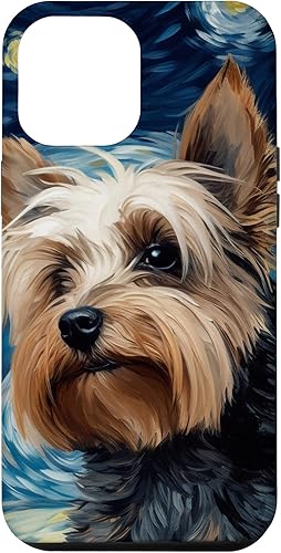 Funda para iPhone 12 Pro Max Yorkshire Terrier Dog Starry Night Vincent Van Gogh Yorkie