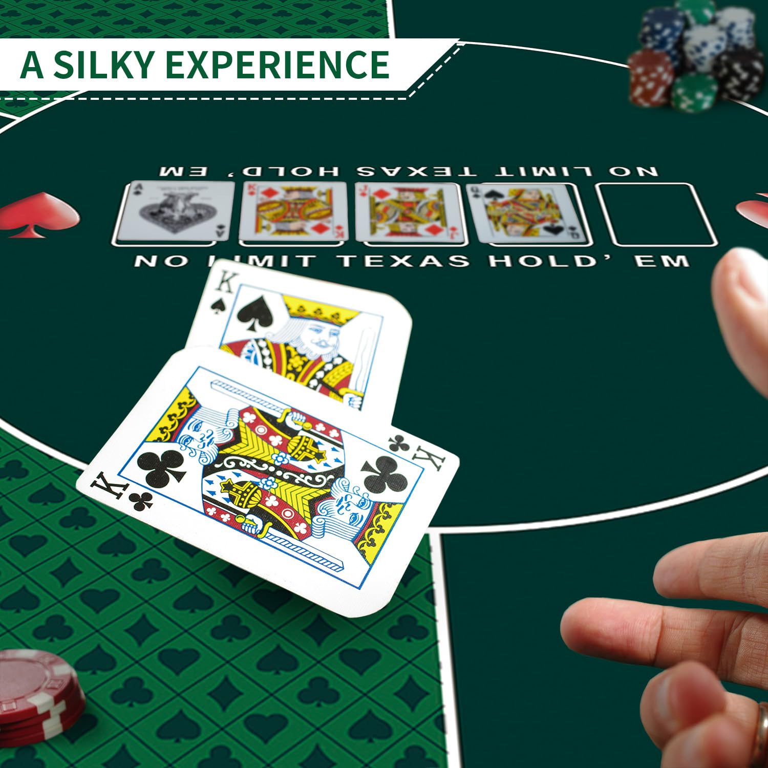 LaiEr 60/80/100/120/140/160cm Quadratische Poker Matte Texas Hold'em Poker Gummimatte Poker Topper für Tische Faltbare Tragbare Poker Tischplatte Layoutw für Poker Spiele Blackjack Casino(100 * 100cm)