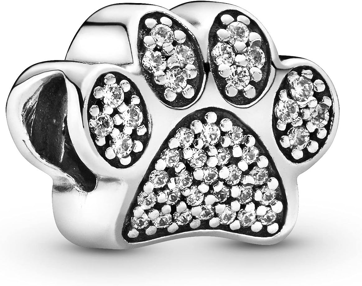 Moments Women's Sterling Silver Sparkling Paw Price Cubic Zirconia Bracelet Charm
