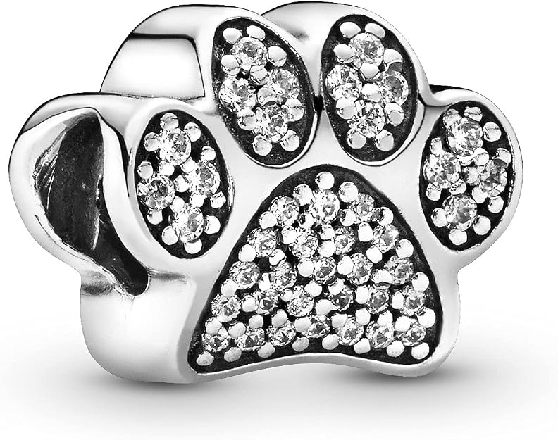 Pandora Sterling Silver Paw Print & Heart Charm – 798873C01 – Authentic – Thailand