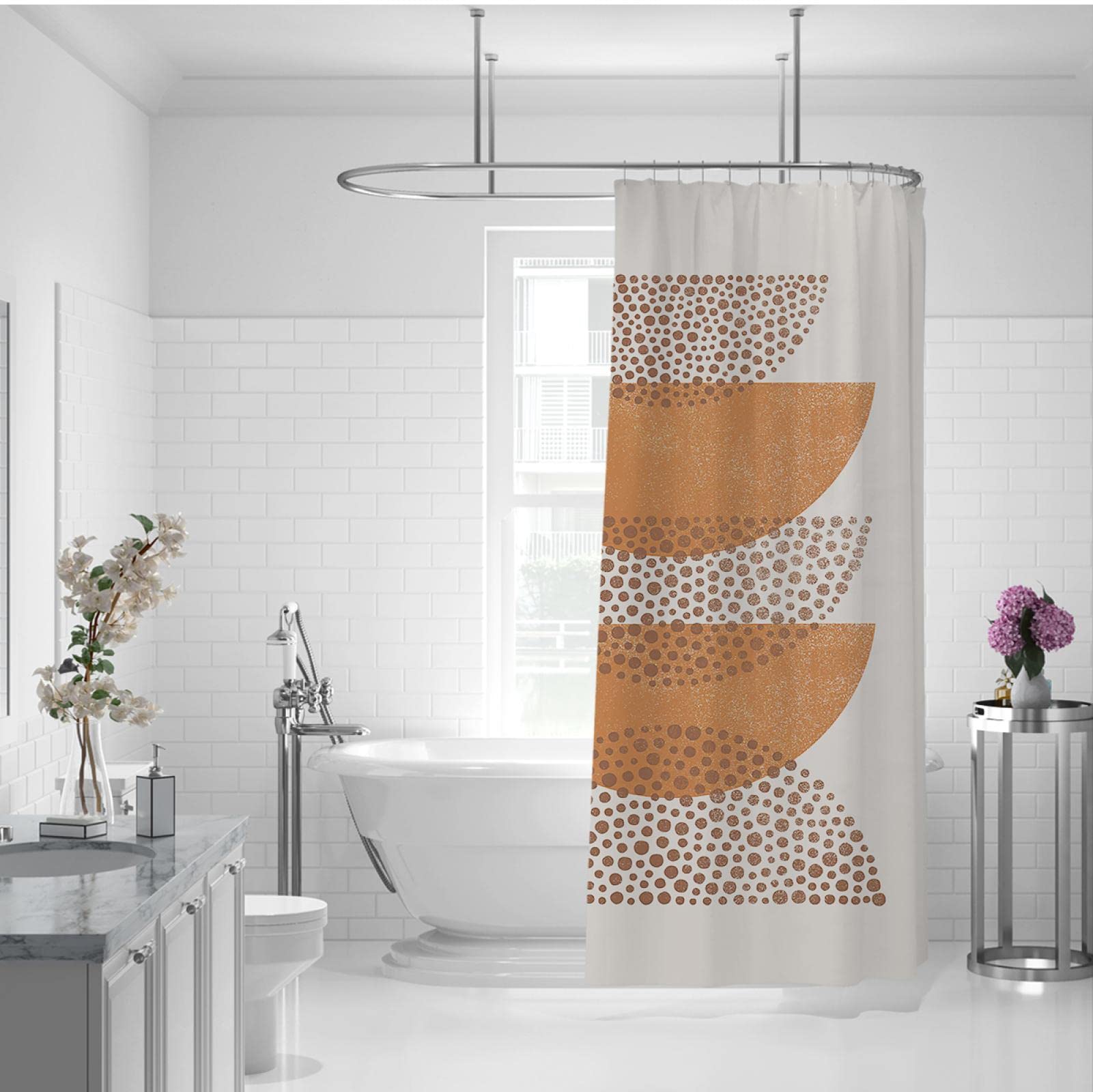 Xyanzi Bruin Douchegordijn Amerikaans Abstract Patroonbadgordijn, Machinewasbare Schimmelbestendige Waterdichte Stof Met Haken (Size : 200x180cm