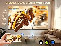 Vista 3 de Mini proyector con WiFi y Bluetooth, proyector de película casera Native 1080P FHD, proyector portátil para exteriores con pantalla de 250 pulgadas