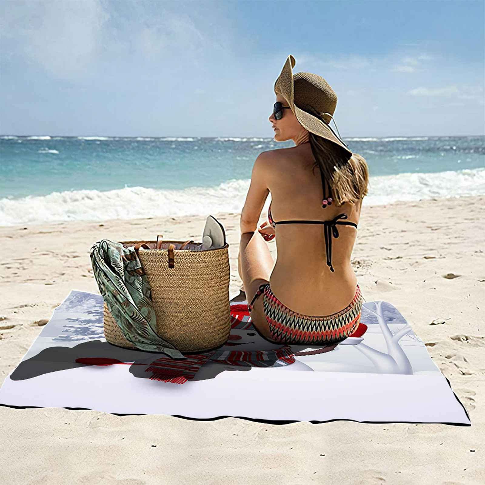 Telo Da Mare 3D Pupazzo Di Neve Di Natale Stampato Asciugamano Da Spiaggia 150x200cm Asciugamano Microfibra Grande Antisabbia Leggero Telo Mare Per Sport Piscina Viaggi In Famiglia Vacanze