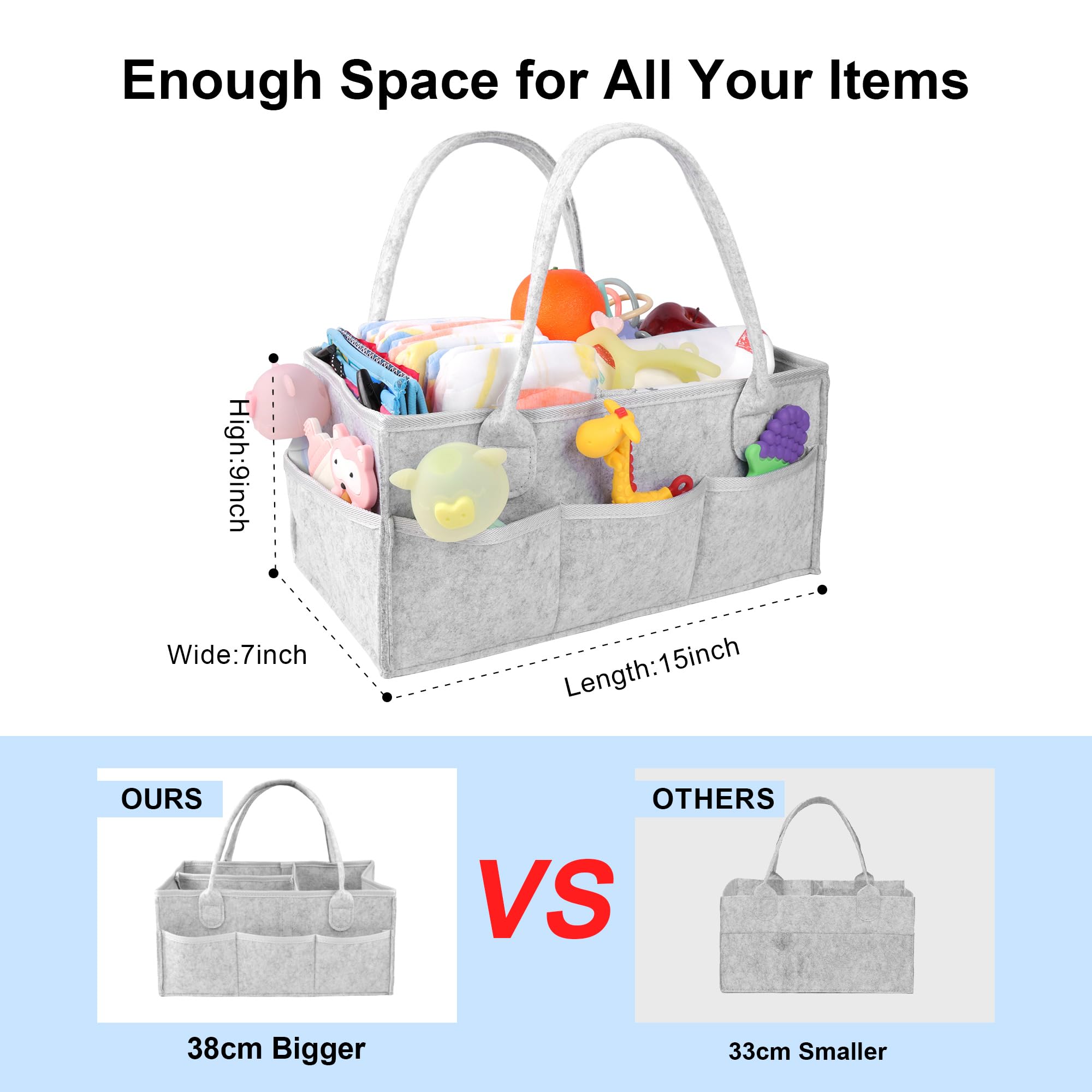 PHILORN Organizer Per Pannolini - Cestino Portatile Con Divisorio, Ideale Per Fasciatoio O Viaggi