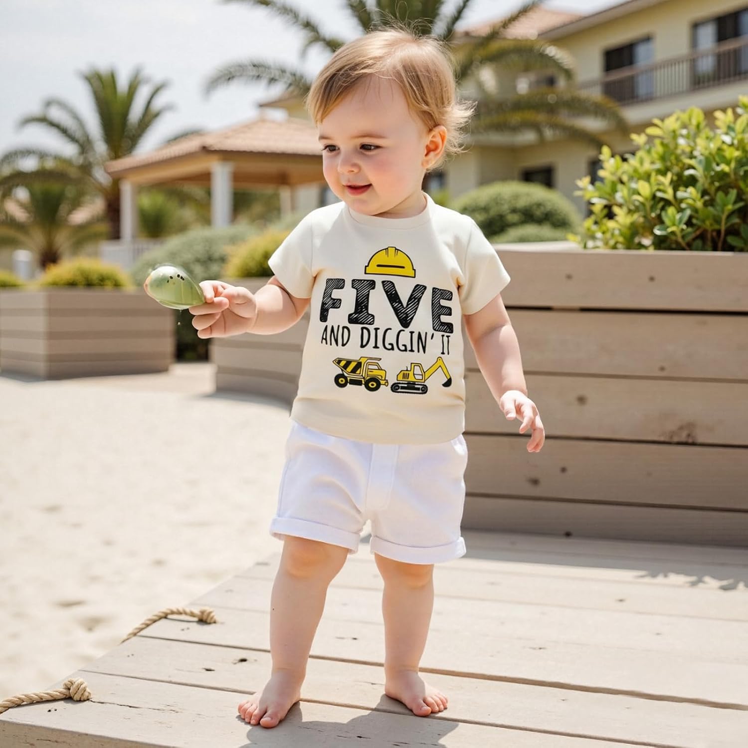 Toddler Baby Boy Girl Birthday Shirt Excavator T-Shirt Top 1st 2nd 3rd 4th 5th Birthday Party Gift Graphic Tees