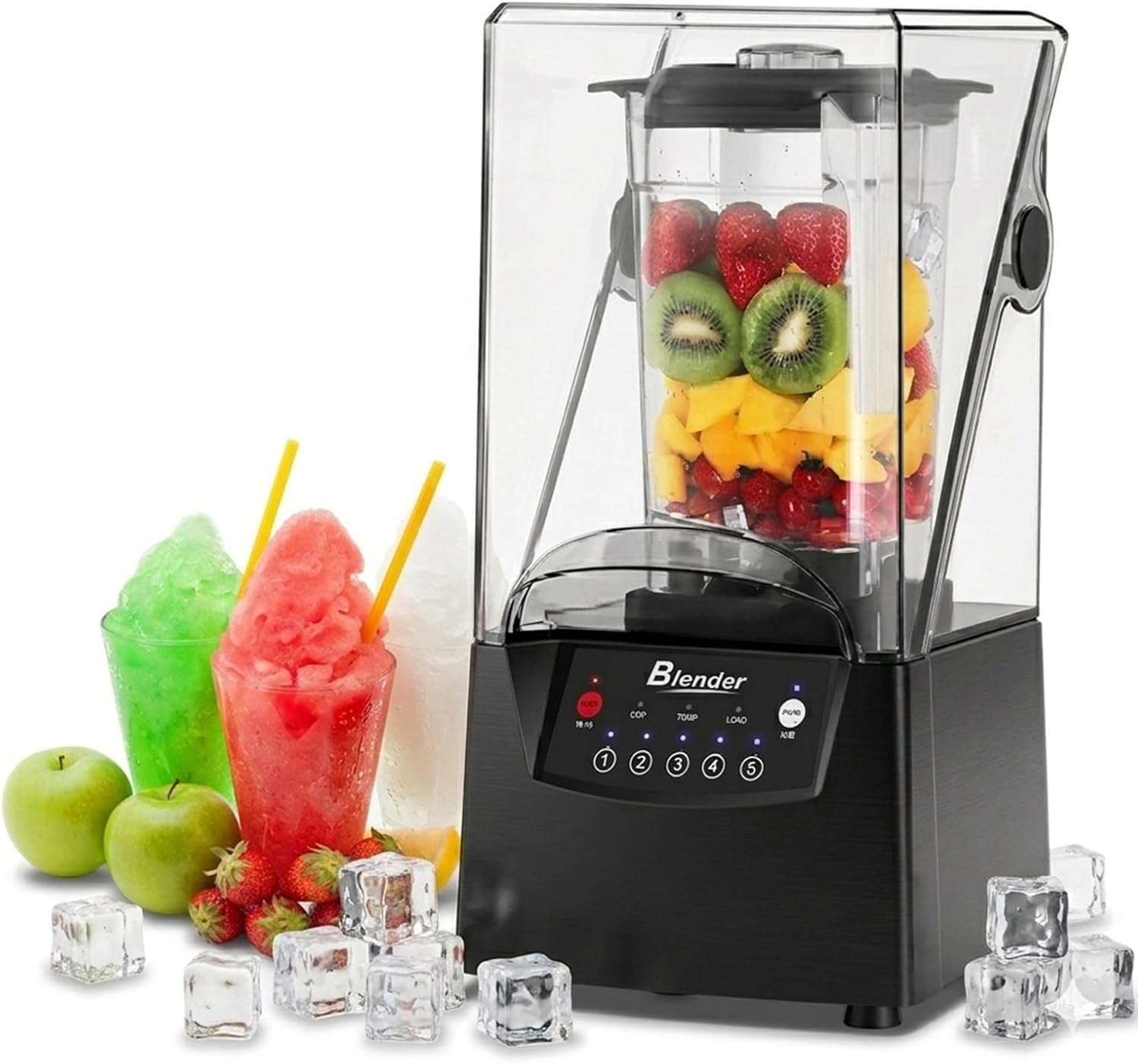 Professional Smoothie Blender, 68oz Countertop Blender with Sound Enclosure, 2200W Ice Crushing Power & 6-Leaf Blade for Shakes, Bars & Home Use