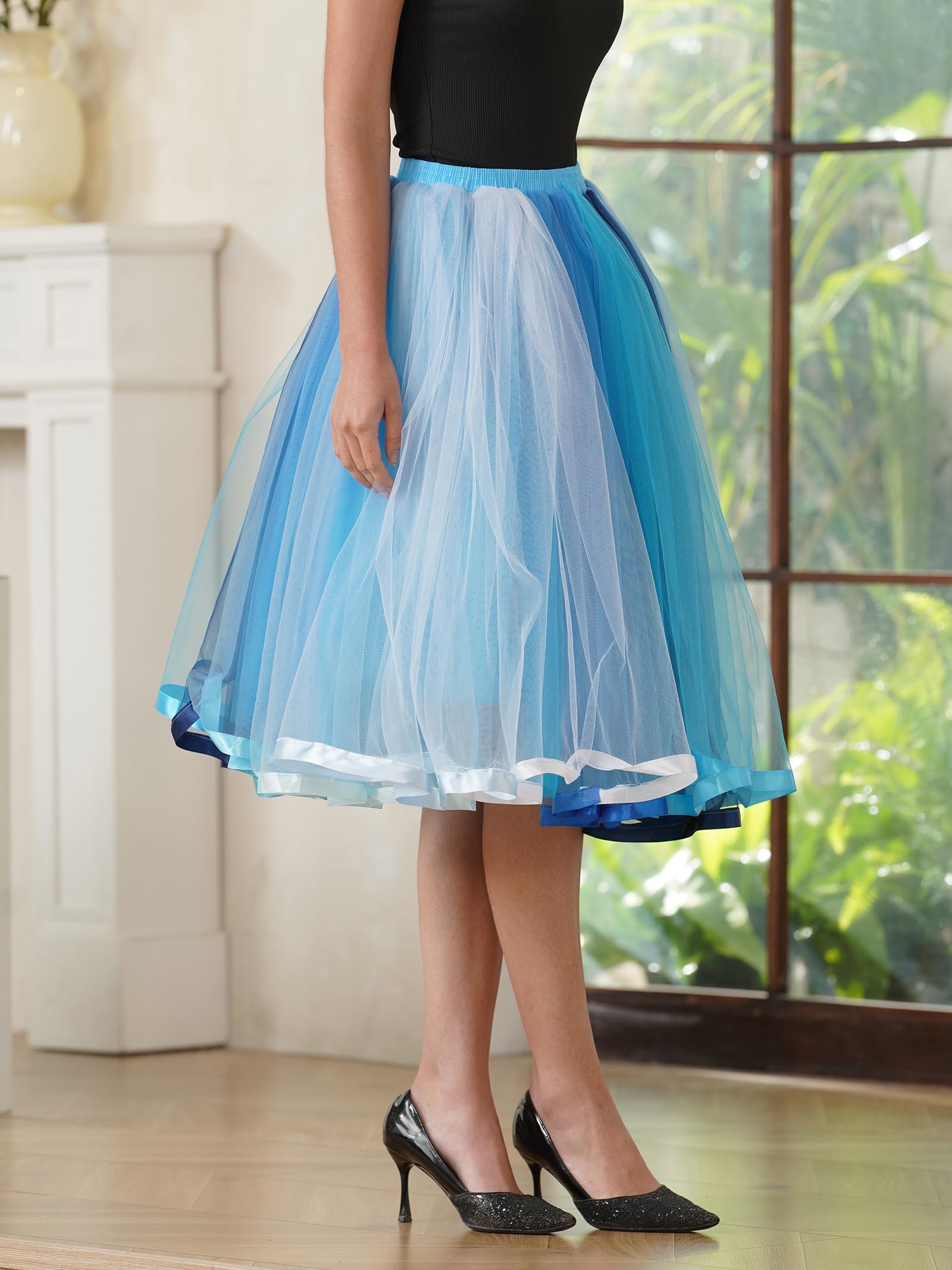BABYONLINE D.R.E.S.S.® Jupe courte rétro pour femme - Taille haute - Tutu - Jupe en tulle - Jupon - Jupon - Tutu - Tutu - Crinoline - Mini jupe crinoline - Robe en tulle