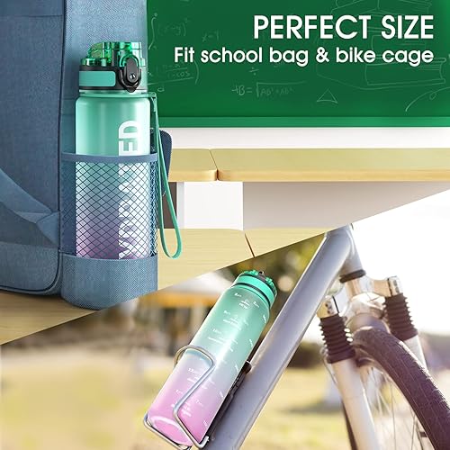 Miniatura 5 de Sahara Sailor Botella de agua, 322517 onzas, botellas de agua duraderas y a prueba de fugas, motivacionales con marcador de tiempo, Tritan, sin BPA,