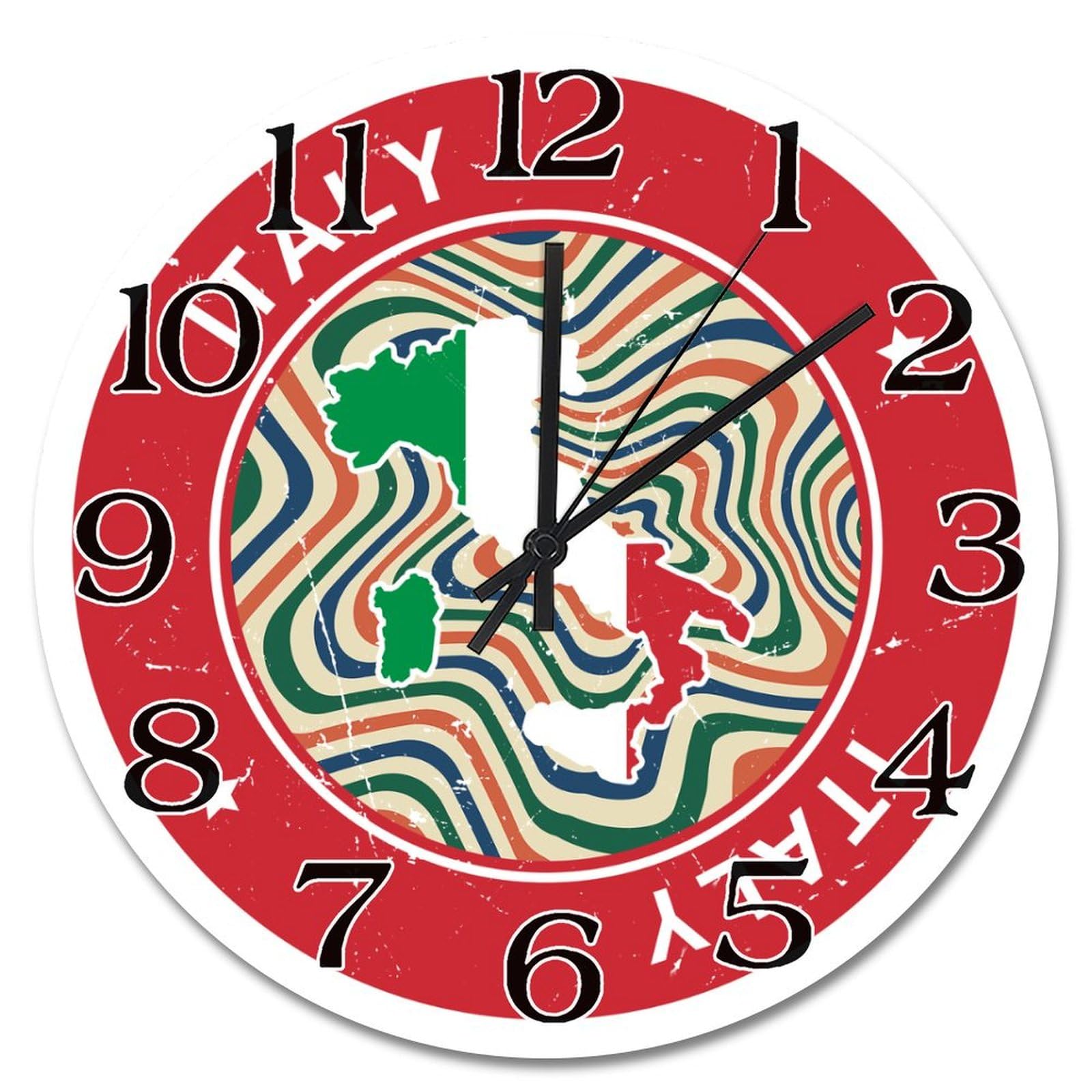 Horloge murale Italie ronde de 38 cm rétro et silencieuse pour salon