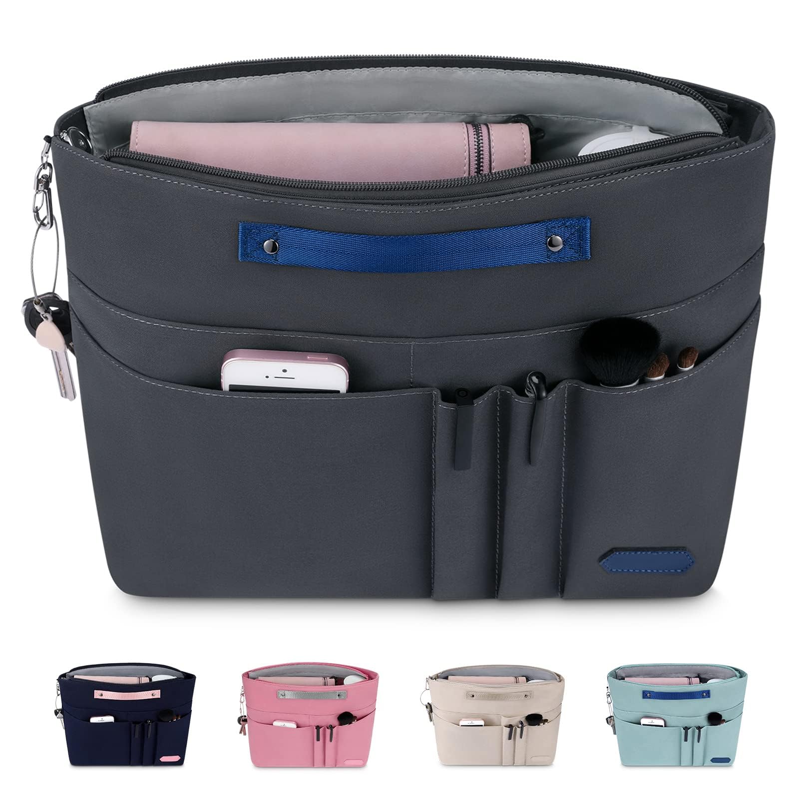 Organizzatore Interno Per Borsa HyFanStr - In Feltro Beige Con 6 Tasche, Taglia S - Foto 3
