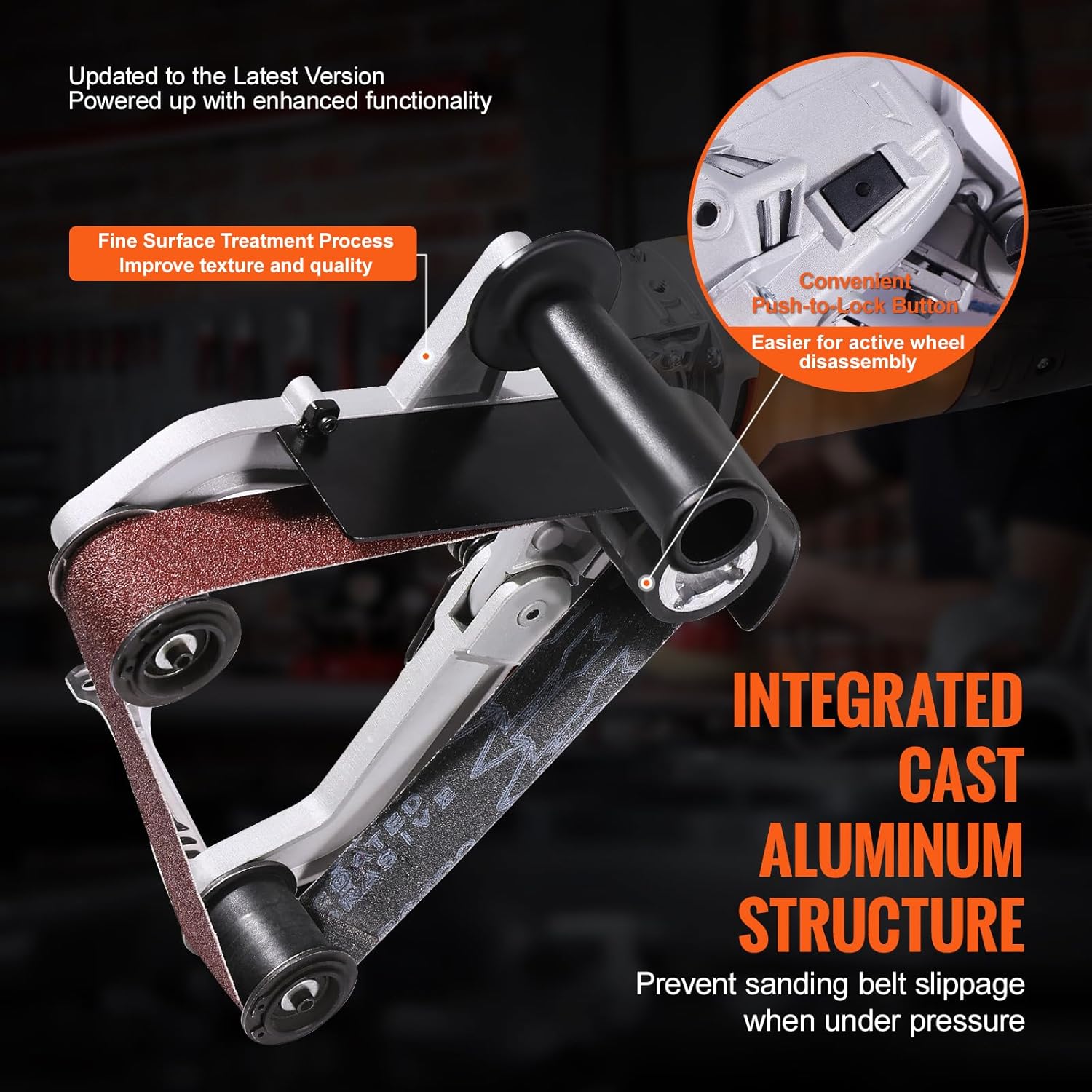 VEVOR Belt Sander Adapter for Angle Grinder, US 5/8-11 Thread Pipe Tube Sanding Attachment with 10PCS Sanding Belts (60/120/240/400/600 Grits) for Metalworking, Rust Removal