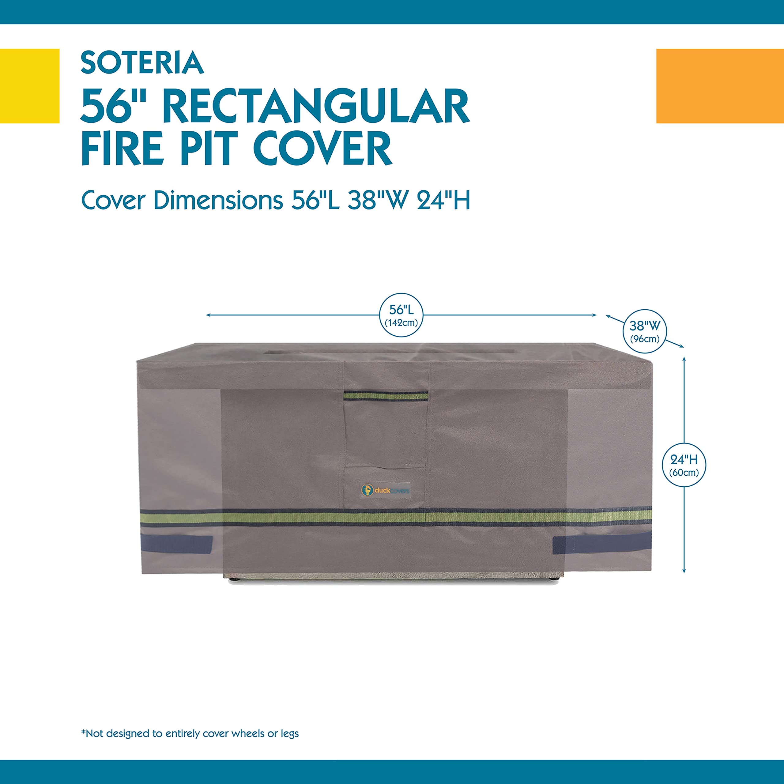 Duck Covers Soteria Housse imperméable pour brasero rectangulaire 142,2 cm