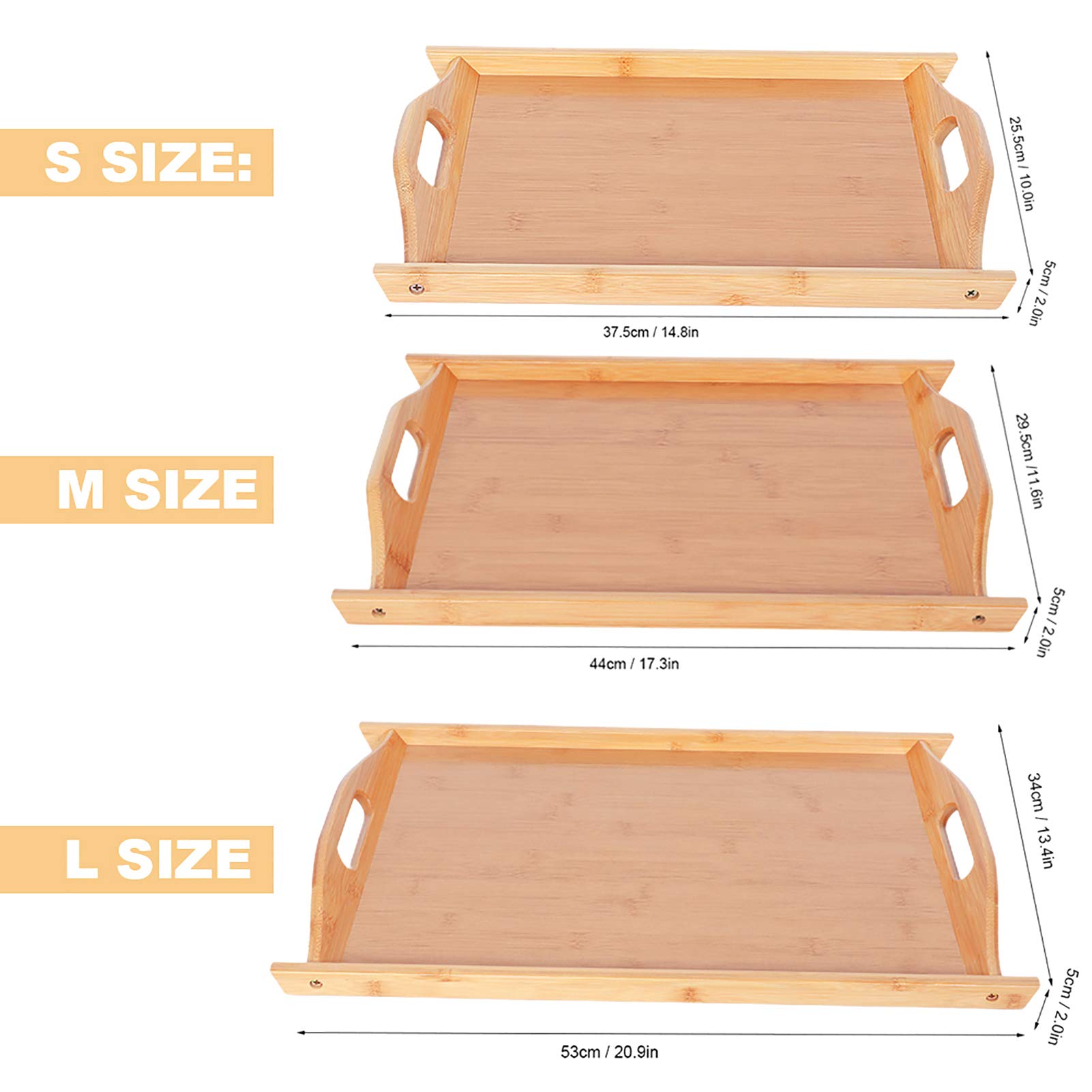 Plateau à Thé Rectangulaire En Bambou, Solution De Service élégante Pour la Maison Et les Fêtes(3Pcs/Set-Couleur du bois)