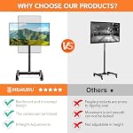 Hemudu Mobile Rolling TV Stand with Tilt Function,Portable TV Stand for 13-50 INCH LCD LED Screen TVs up to 44 lbs,Height Adjustable with Locking Wheels and Shelf with VSEA MAX 200mm×200mm, HT2007B