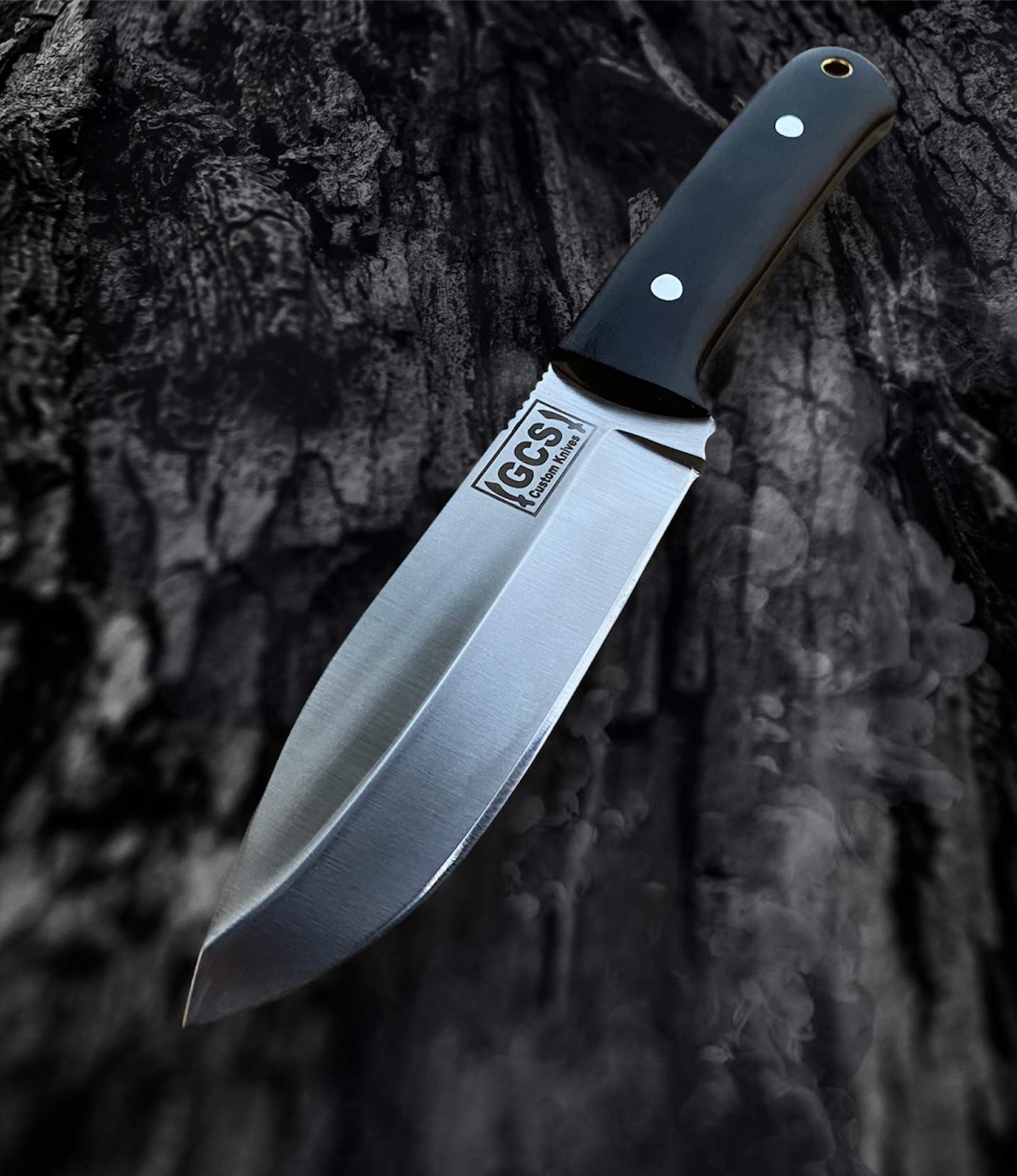 GCS Handmade G10 Handle D2 Tool Steel Tactical Hunting Knife with leather sheath Full tang blade