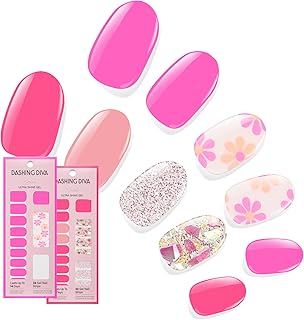 Dashing Diva Gloss Nail Strips Bundle - The Bright Pinks Collection - Coral Reef & Palm Beach - UV Free, Chip Resistant, Long Lasting Gel Stickers - Contains 2 Sets