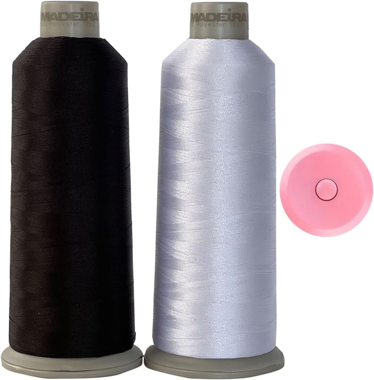 GARIZZE Madeira Embroidery Thread - Polyester Machine Thread - 11000Yd - White & Black - 40 Weight - 2 Huge Spool of 5500Yd Each