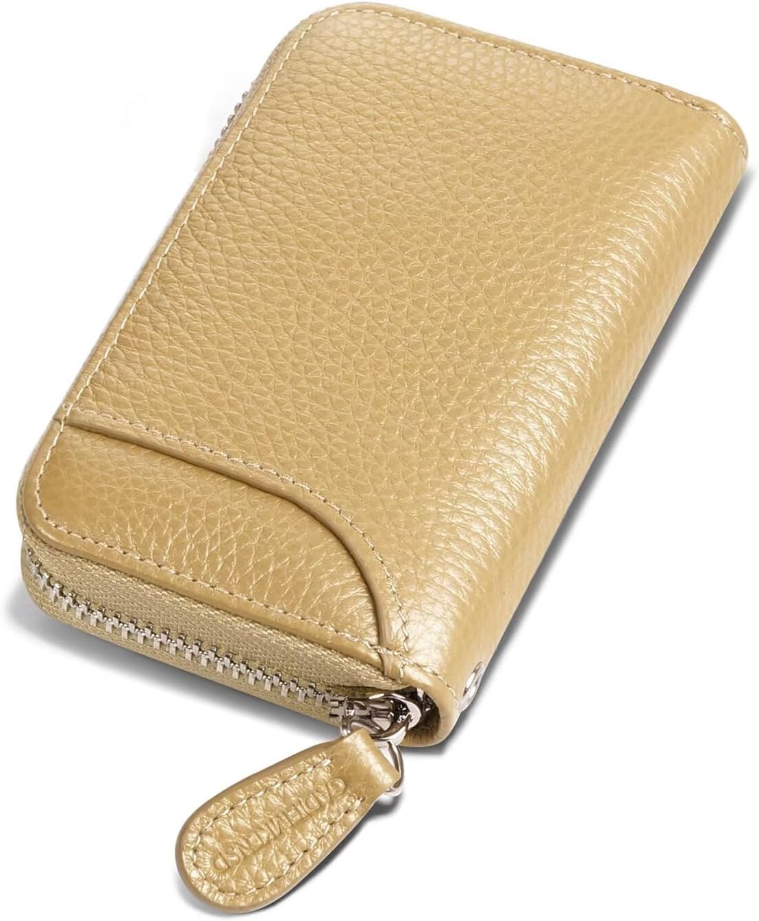 GADIEMKENSD Women Credit Card Holder Security RFID Wallet Zipper for Travel Leather Accordion Wallets Inserts Case Business Cards Organizer Compact Credit Card Cash Slots Champagne Gold