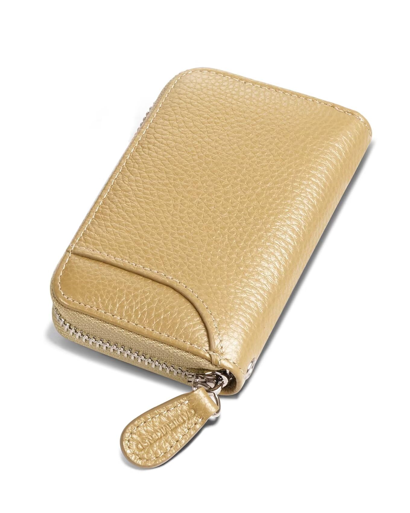 Women Credit Card Holder Security RFID Wallet Zipper for Travel Leather Accordion Wallets Inserts Case Business Cards Organizer Compact Credit Card Cash Slots Champagne Gold