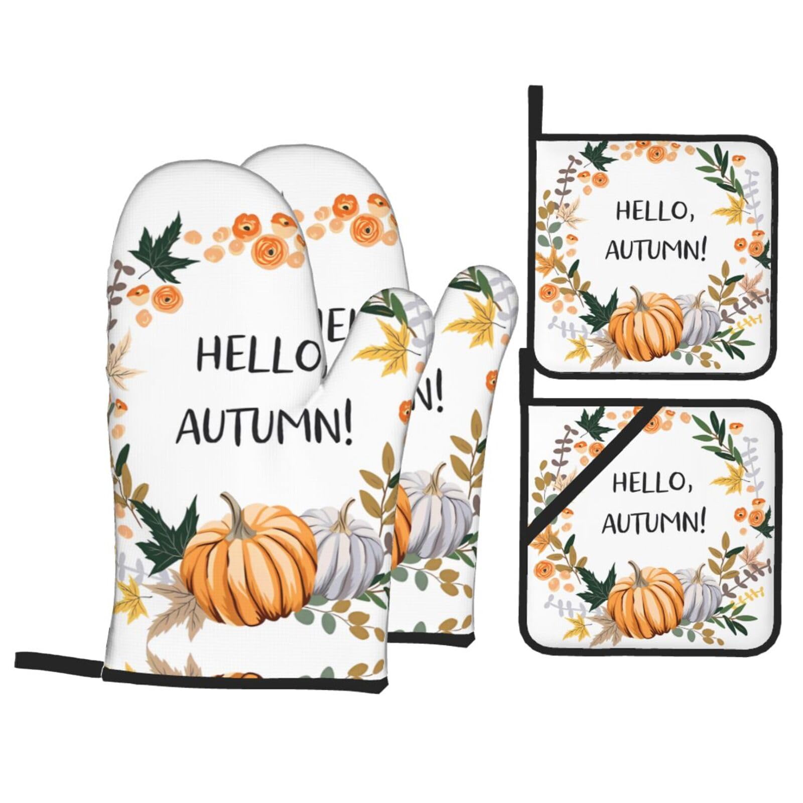 Juego de 4 piezas para hornear de cocina Hello Autumn con utensilios impresos de repostería