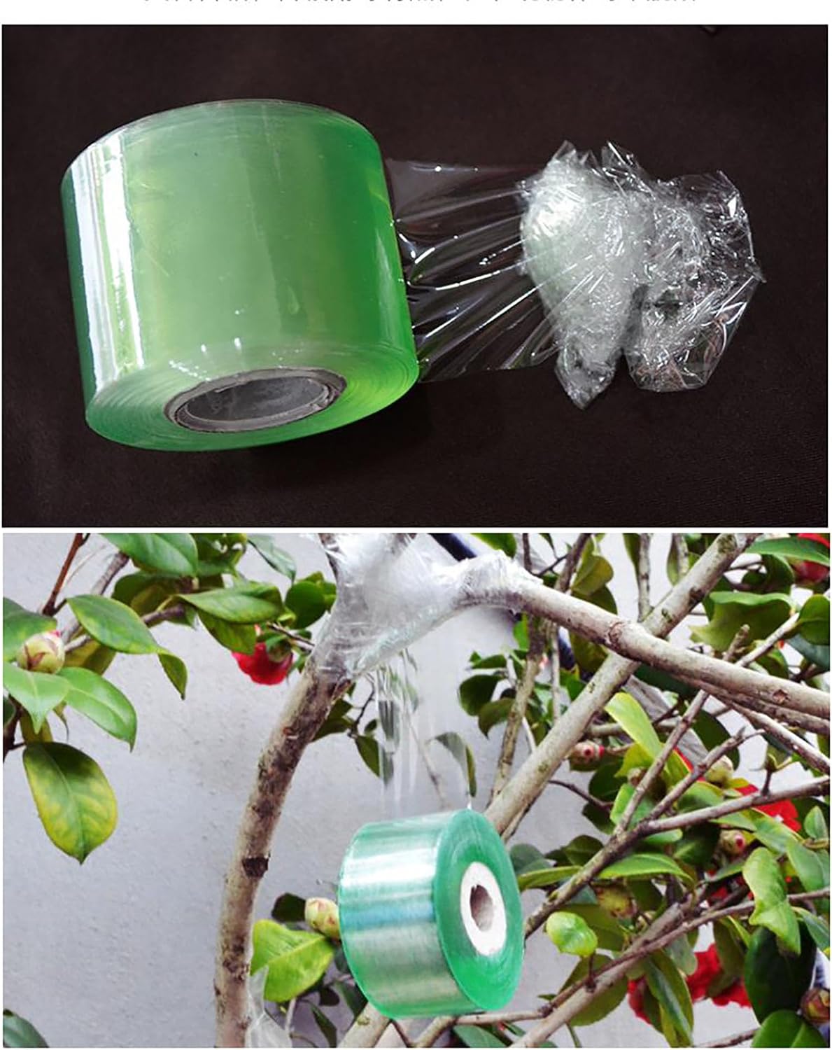 1.2inch Grafting Tape for Floral Fruit Trees Stretchable Garden Grafting Tape Plants Repair Tapes Poly Budding Tape Seedling Graft (White+Green)