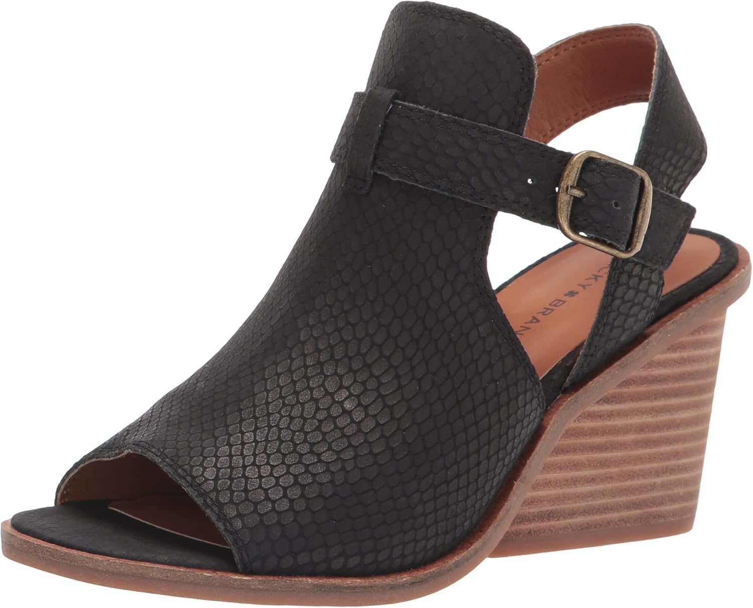  | Lucky Brand Women's Labradite Strappy Stack Heel Sandal Heeled | Platforms & Wedges