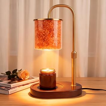 Candle Warmer Lamp with Timer Dimmable, Himalaya Salt & Adjustable Height Candle Warmer Gift for Women, Men, Vintage Candle Lamp for Home Decor, Wax Melt Warmer for Jar Candles with 2 Bulbs