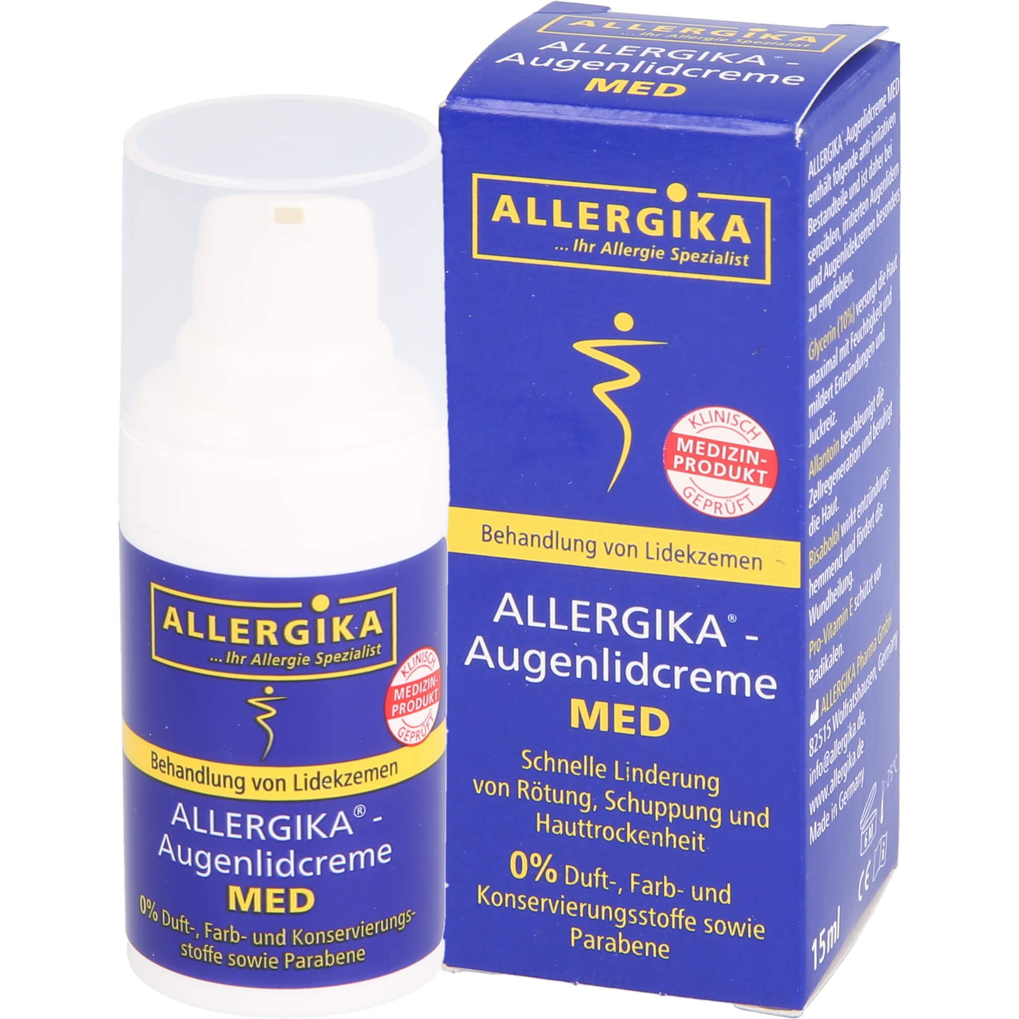 Allergika Med Augenlidcreme, 15 ml, Schnelle Linderung von Rötung, Schuppung und Hauttrockenheit