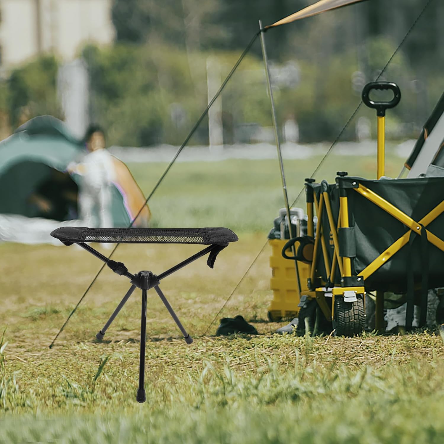 Portable Folding Camping Chair Lightweight Mini Outdoor Foldable Stool Black Compact Seat for Fishing Hiking Picnic