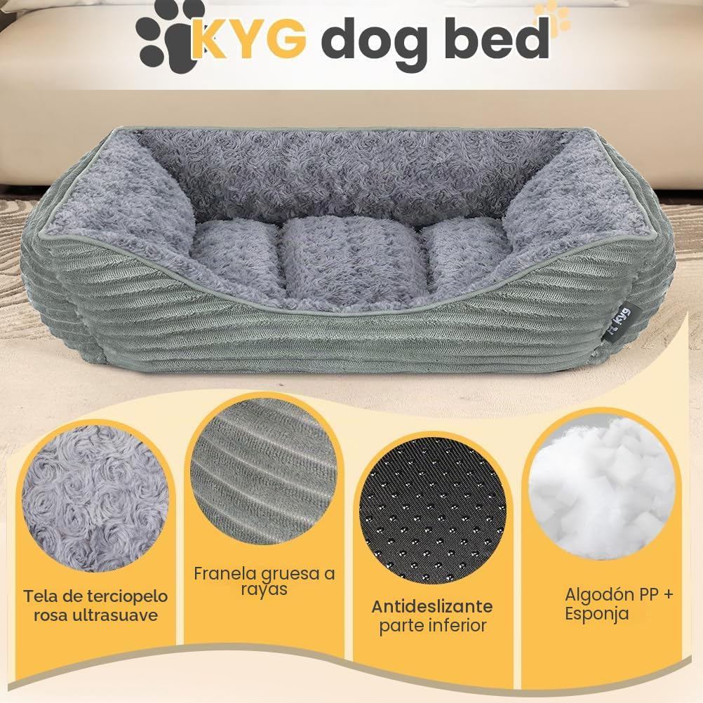 KYG Cama para Perros Medianas, Cama Perro Lavable, Cesta para Perros Mullida, Colchón para Perro Suave y Cálido, 75 x 64 x 19cm