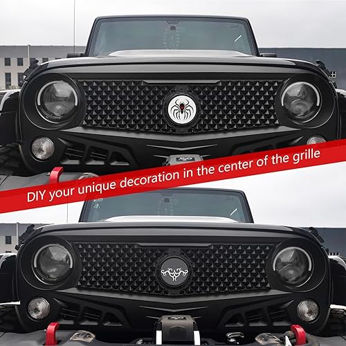 Miniatura 10 de Parrilla delantera con rejilla para Jeep Wrangler JL JLU 2018, 2019, 2020, 2021, 2022 y Jeep Gladiator JT (negro mate)