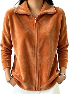Women's Vintage Zipper Casual Outwear Cozy Fuzzy Winter Jackets