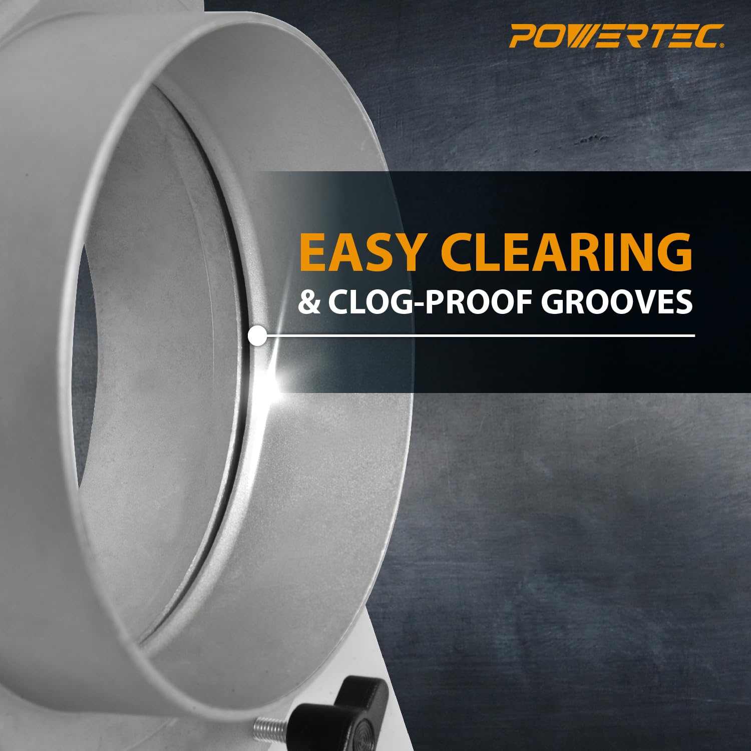 POWERTEC Puerta de aluminio de 6 pulgadas con sello antiobstrucción y fugas de aire para colector de polvo, accesorios de recogida de polvo, manguera de recogida de polvo, aspiradora de tienda