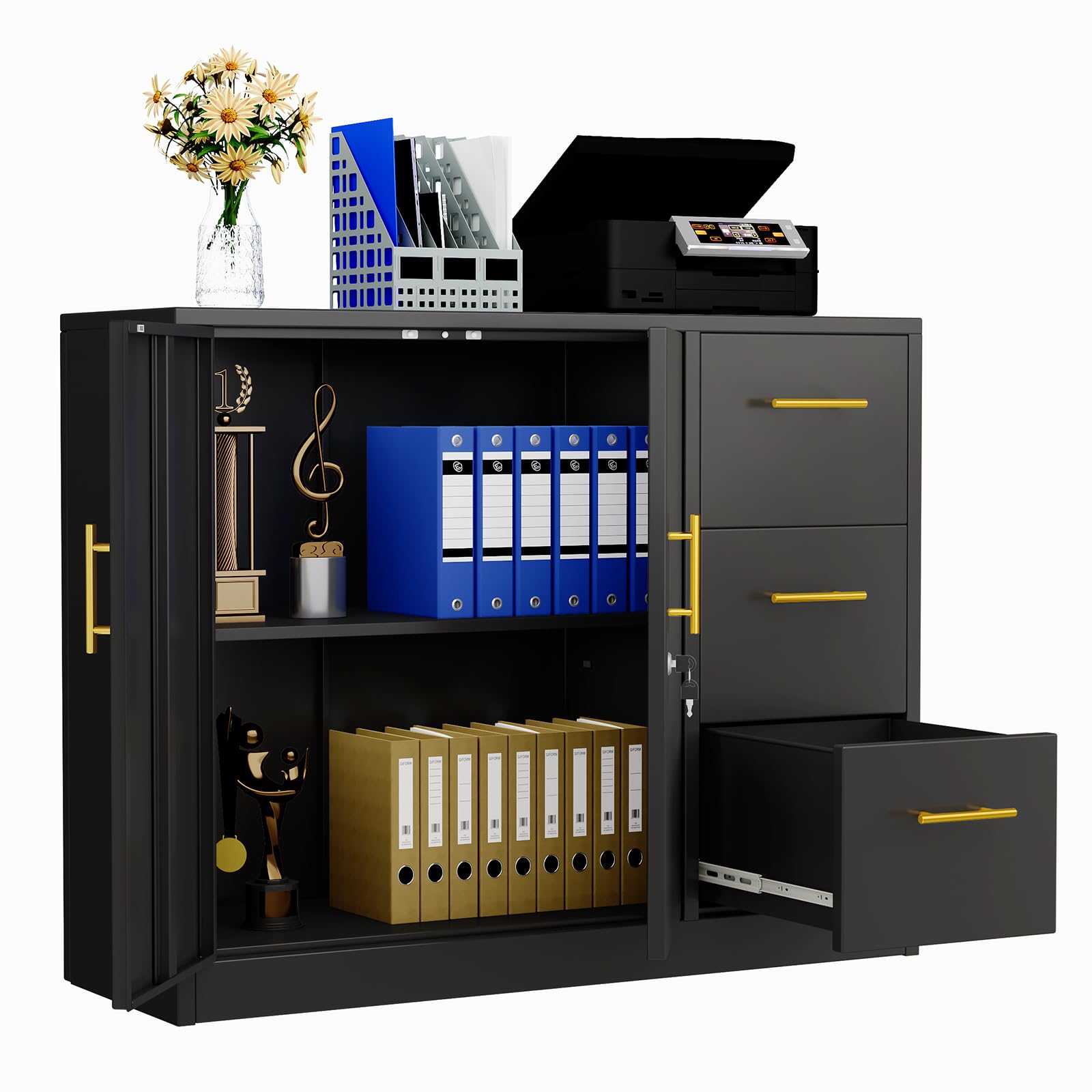 Amazon.com: 3 Drawer Lateral File Cabinet, Lockable Metal