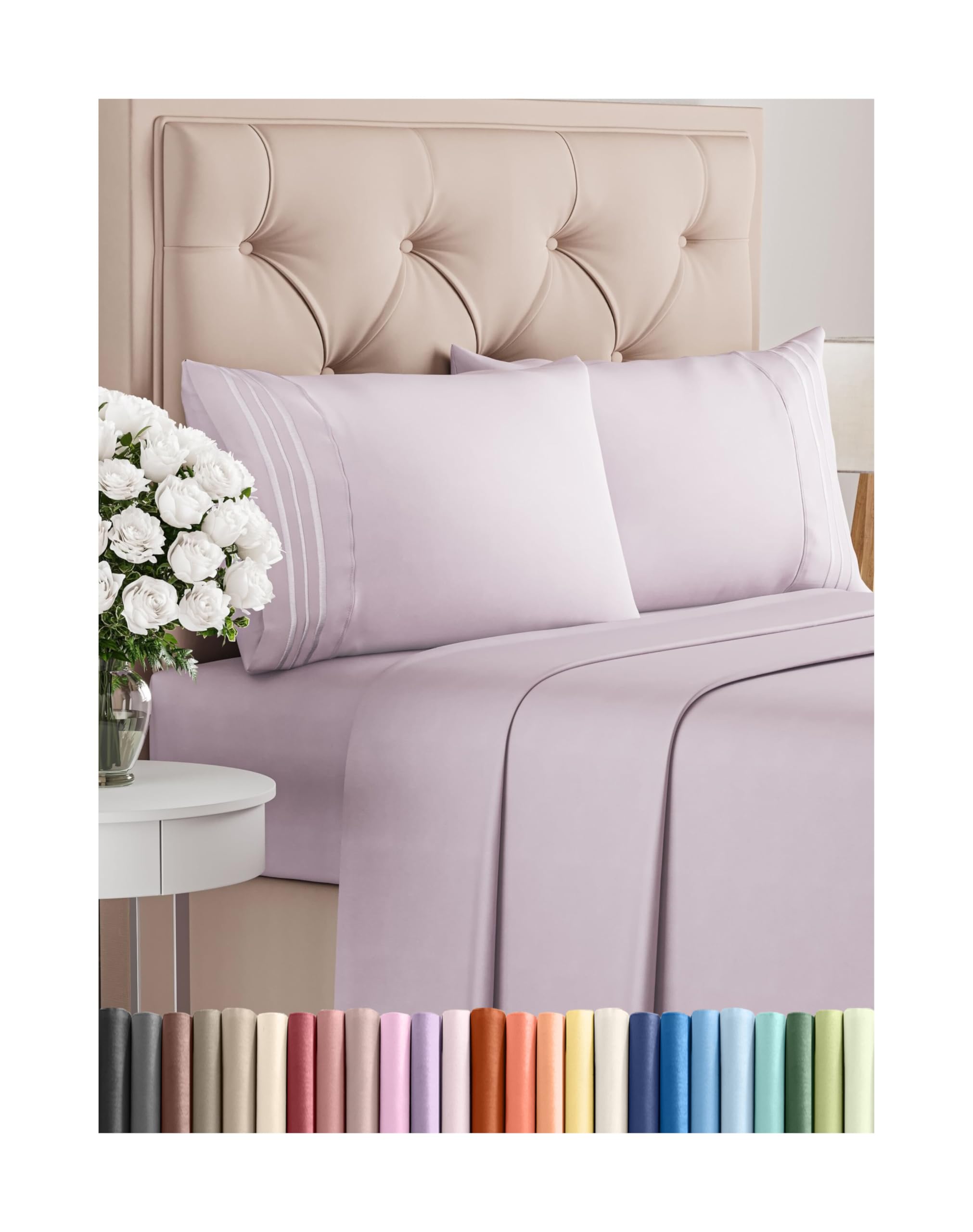 King Size 4 Piece Sheet Set - Comfy Breathable & Cooling Bed Sheets Set - Hotel Luxury Bedding for Women, Men, Kids, Teens, Boys & Girls - Deep Pockets, Soft, Wrinkle Free - Oeko-Tex - Light Lavender