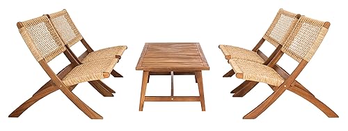 SAFAVIEH Outdoor Collection Blaze Coastal Natural Acacia Wood/Light Brown 5-Piece