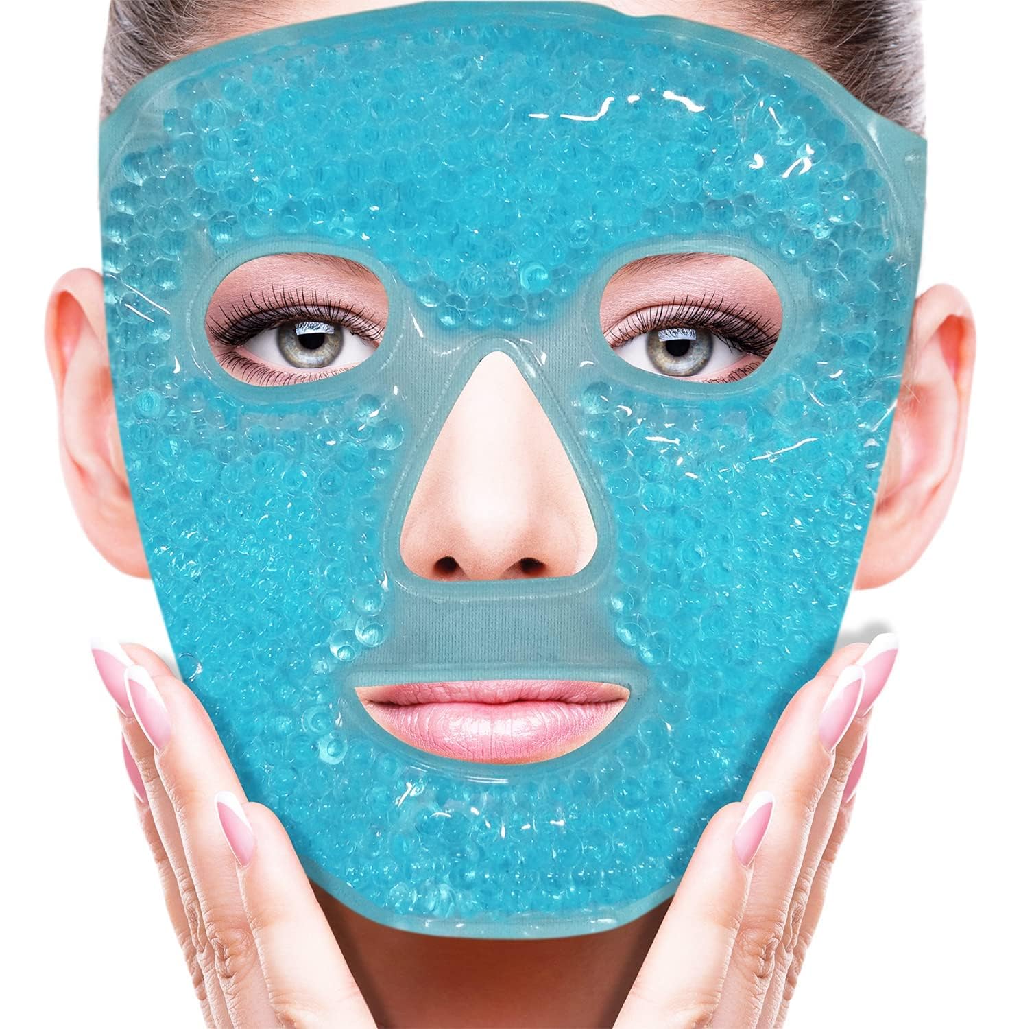 Ice Face Mask Cold Face Eye Mask, Ice Pack Reduce Face Puff, Dark Circles, Gel Beads Hot Heat Cold Compress Pack, Face SPA for Woman Sleeping, Pressure, Headaches, Skin Care | Multi Color-image-40