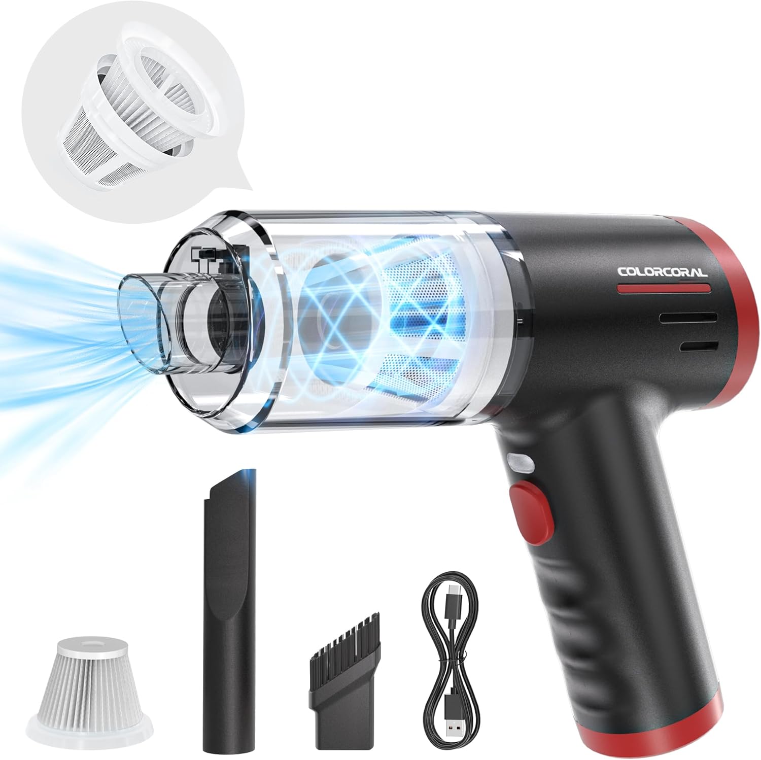 COLORCORAL Mini Car Vacuum Cleaner 8000PA Keyboard Cleaner
