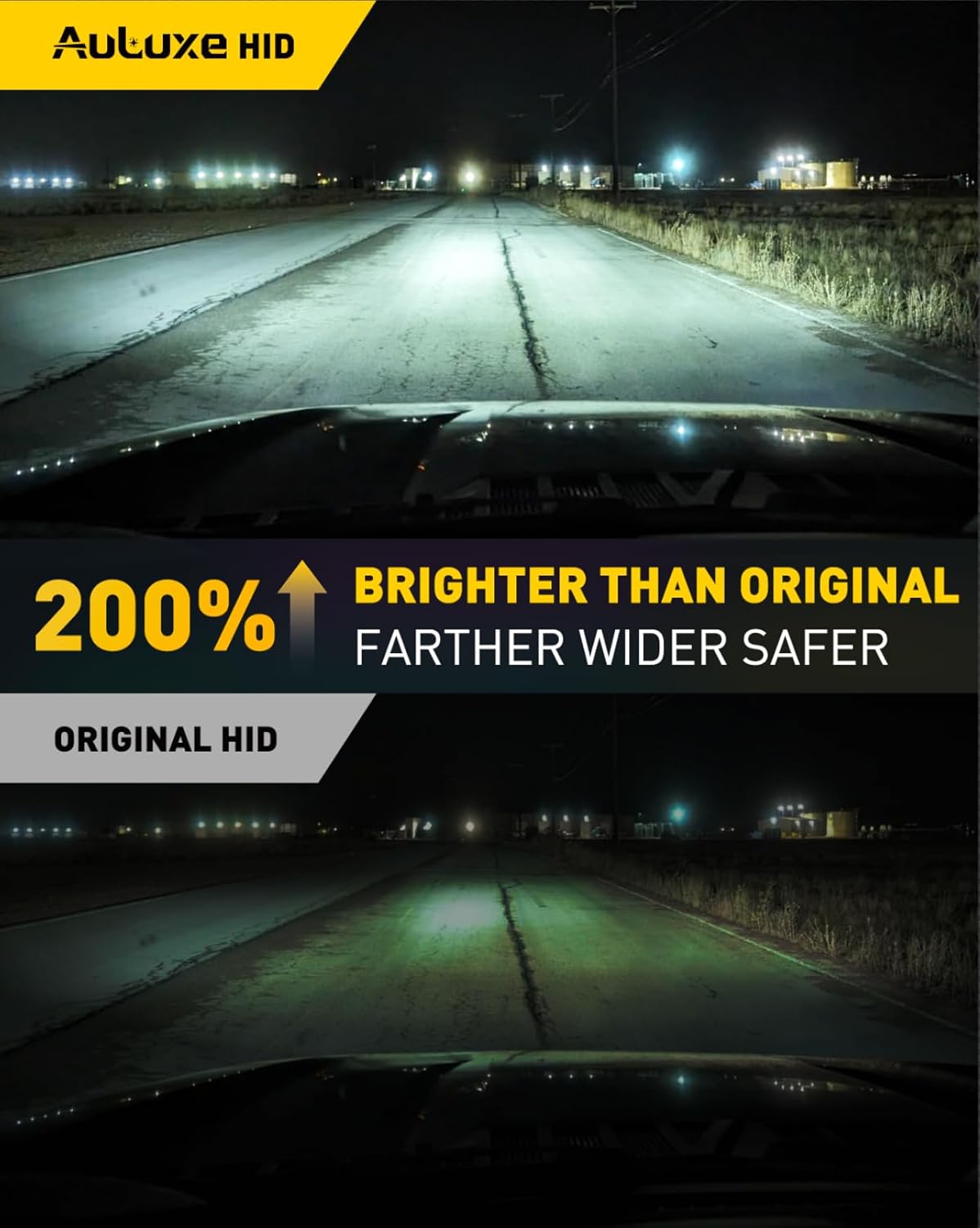 D1S HID Bulbs, 65W 6000K Cool White, 200% Enhanced Brightness, Xenon Bulb, All Aviation Aluminum Material and IP67 Design for Replace 66144 66140 85140 85415 85415C1, Pack of 2