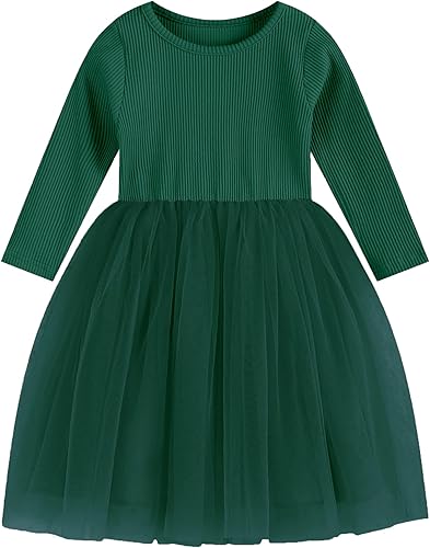 GSVIBK Vestido de tutú para niñas y bebés, vestido de tul de manga larga, vestido de fiesta de princesa