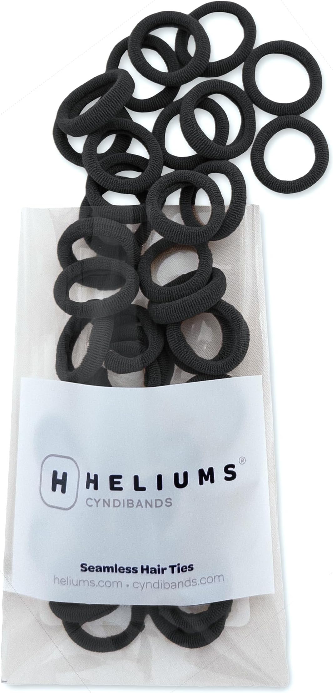 Heliums Extra Small Hair Ties No Damage - Black - Mini 0.7 Inch Tiny Soft Seamless Hair Bands for Toddlers, Braids, Kids Ponytails- 40 Count