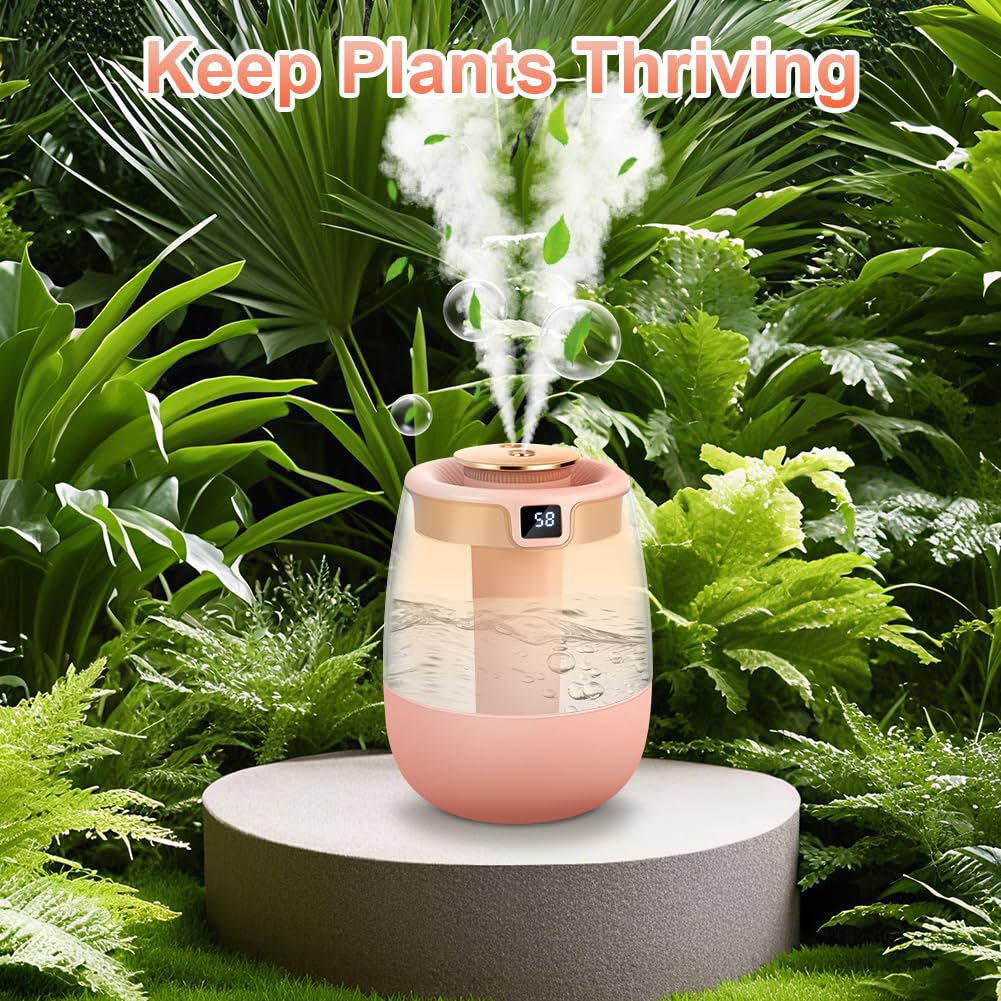 Humidificador 1.8L Silencioso para Bebes Doble Cámara con Pantalla de Humedad Inteligente Tres Modos Luz Nocturna UV USB Rosa